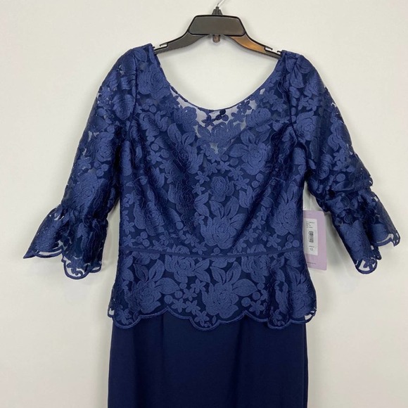 JS Collections Embroidered Mesh Peplum Gown - Picture 3 of 8